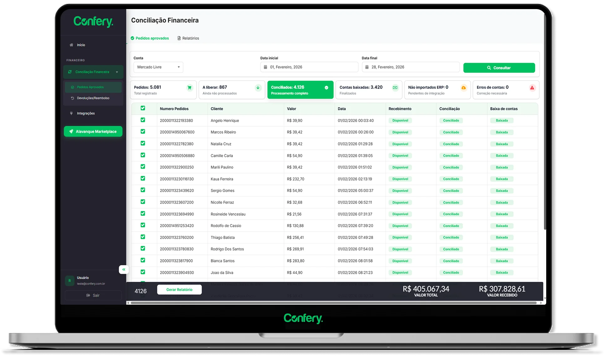 Confery - conciliação financeira - controle financeiro nos marketplaces agora, conciliação marketplace, conciliação financeira marketplace, conciliação marketplace, marketplaces, controle financeiro, conciliação financeira, ERP, Baixas Automáticas, bling, tiny, mercado livre, amazon